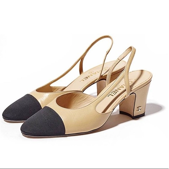 chanel two tone slingbacks